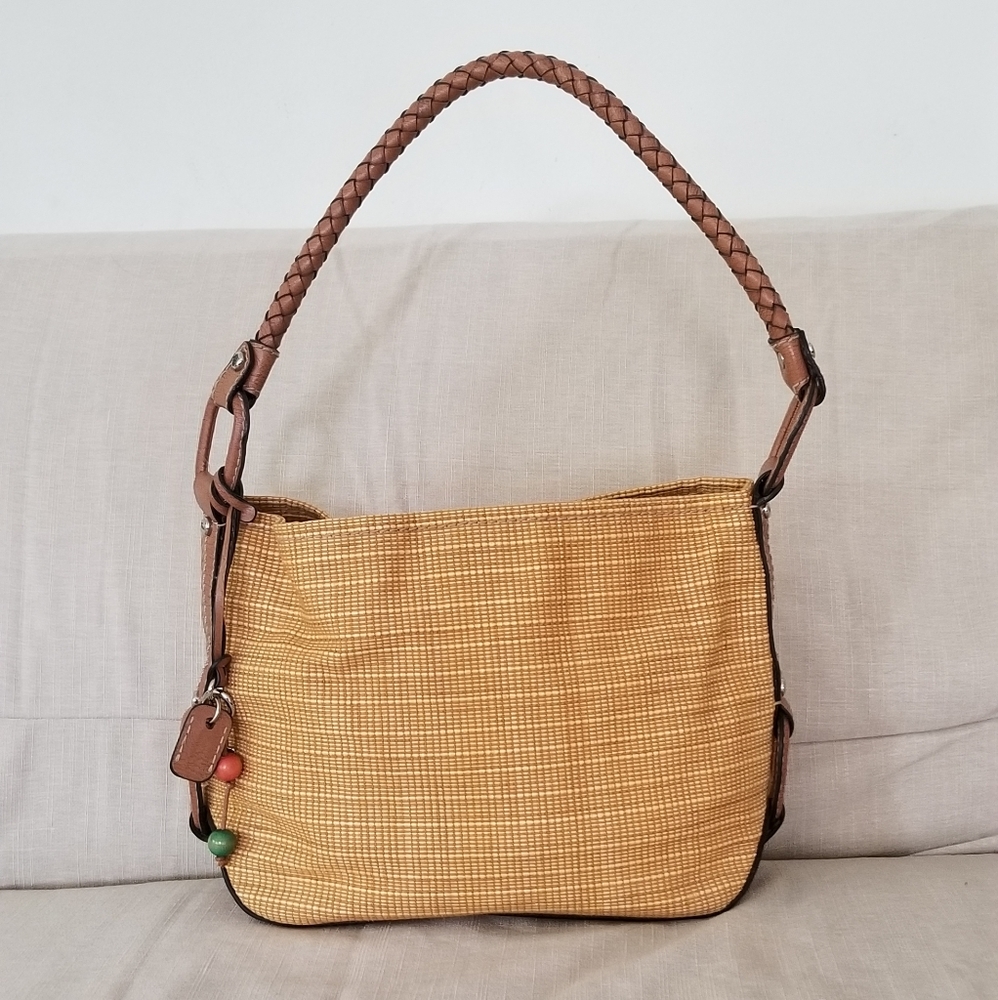 Fossil Straw Leather Summer Purse